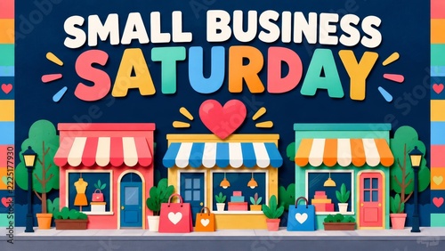Small Business Saturday with three colorful neighborhood shops