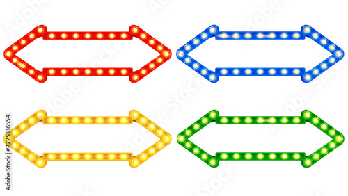 Colorful Arrow Signs with Bright Bulbs for Directional Display