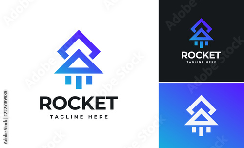 Simple rocket technology logo designs template, Trendy launch success up house rocket idea designs concept