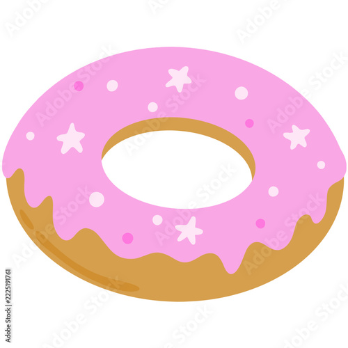 Pink glazed donut with star sprinkles