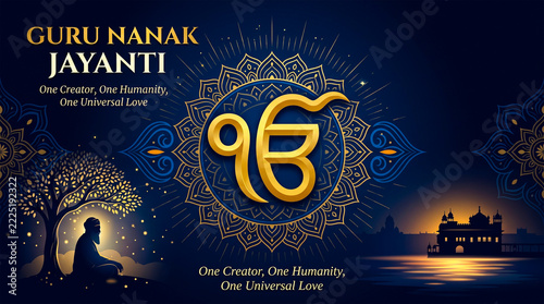 Happy Guru Nanak Jayanti Festive Celebration Banner Honoring Sikhism And Spiritual Teachings