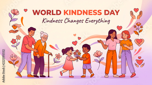 Inspiring World Kindness Day Celebration Banner Promoting Love Empathy Unity And Helping Others