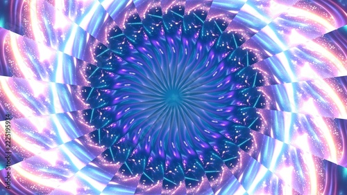 Abstract Kaleidoscopic Swirl of Blue and Purple Light.