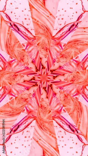Abstract Pink and Orange Kaleidoscope Pattern.