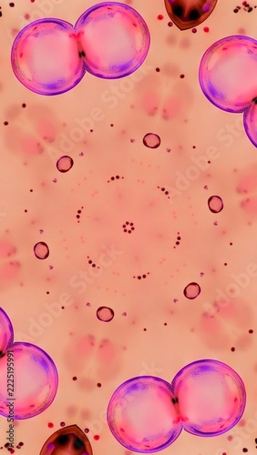Abstract Pink Bubbles and Particles Kaleidoscope Pattern.