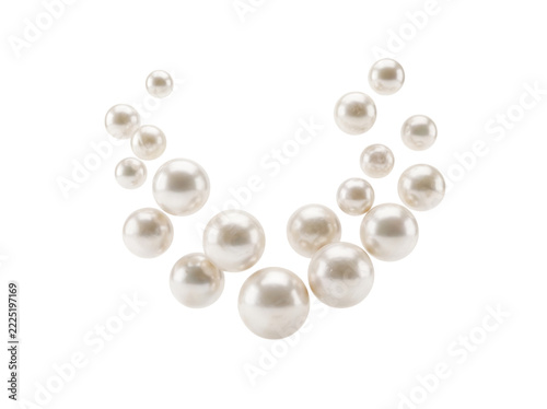 Glossy Pearl Spheres Curving On A Pure Black Field