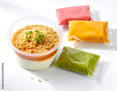 Freeze-dried soup base. Solid instant soup.