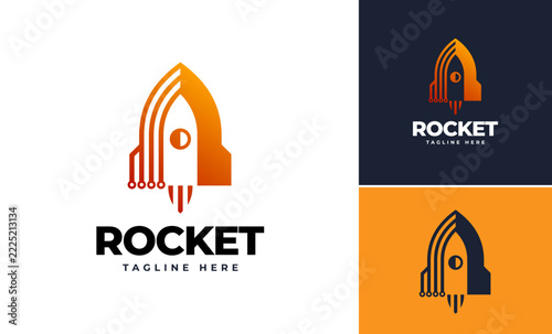 Rocket boost takeoff technology designs logo template, Cool technology logo idea concept designs