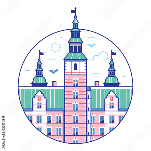 Rosenborg Castle Copenhagen Landmark Line Icon