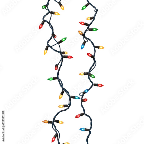 Colorful Christmas fairy lights string isolated