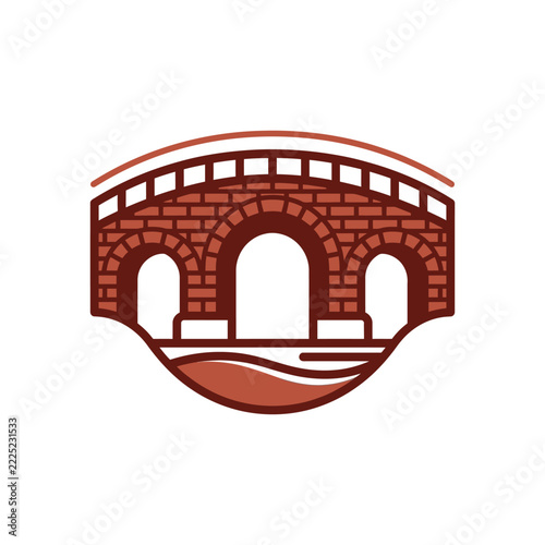 Arched brick bridge symbol with water ripples.