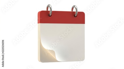 Blank tearoff calendar page isolated on white background