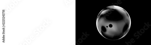 Single large transparent bubble with internal reflections for cosmetic product packaging.