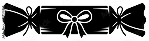 Christmas Cracker With Bows Black Silhouette