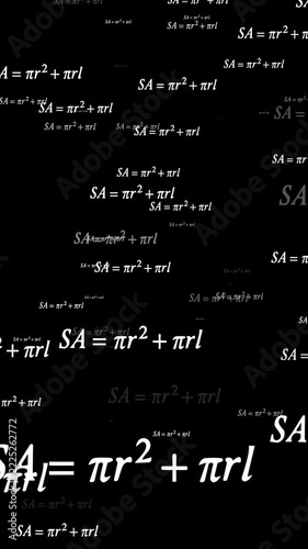Scientific math vertical, math theory formulas isolated flying alpha channel animation Vertical Mathematics formula equation dynamically animate background 4K video