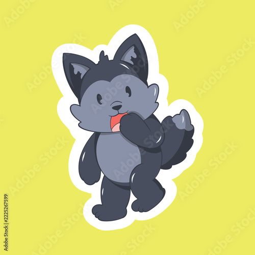 Cute surprised wolf sticker vector design