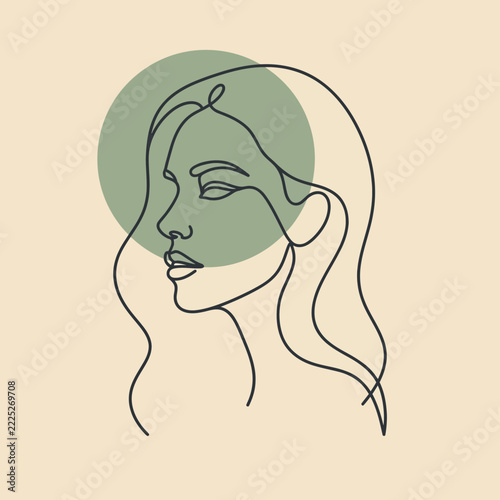 Minimalist line art drawing of a woman's face in profile