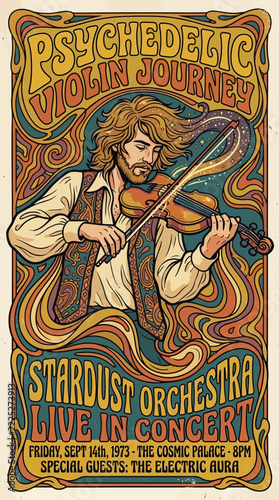 Psychedelic Violinist Performing at Concert