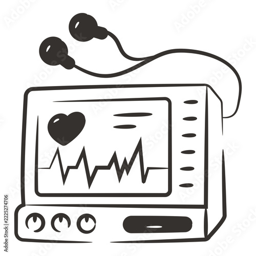 A unique design icon of ecg monitor