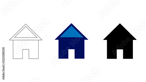 Simple House Architecture Icons Set in Multiple Styles