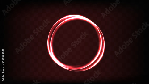 Glowing Red Neon Light Ring on Black Background