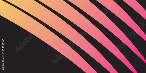 Abstract yellow to pink gradient curved wavy swoosh frame background design element isolated on black background for presentation banner template