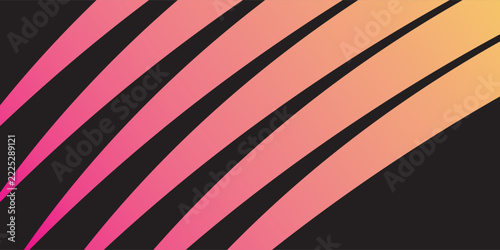 Abstract yellow to pink gradient curved wavy swoosh frame background design element isolated on black background for presentation banner template