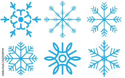Elegant Snowflake Vector Collection Featuring Intricate Geometric Patterns for Winter Holiday Designs