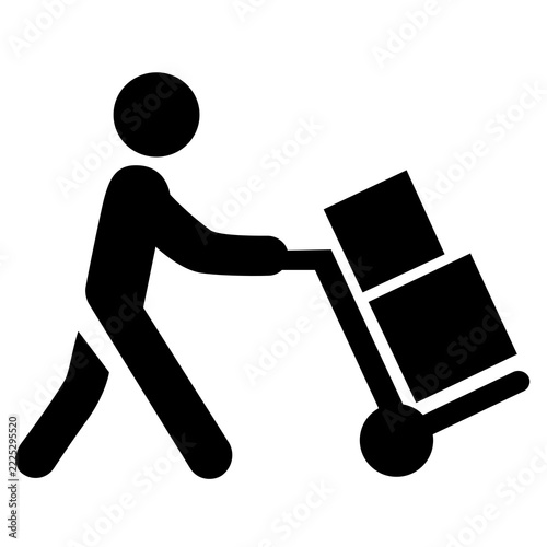 3d man pushing a trolley