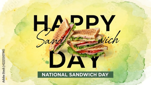 Happy national sandwich day greeting card design