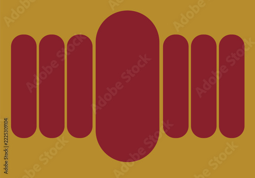 Modern abstract red cylindrical shapes on yellow background Vector, illustration