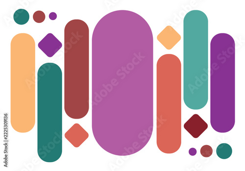 Colorful abstract geometric shapes and circles composition Vector, illustration