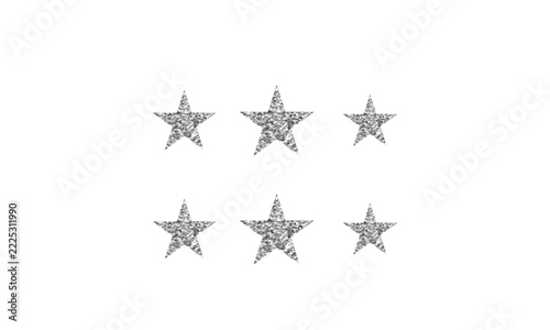Glittering Silver Star Sticker Set, Isolated