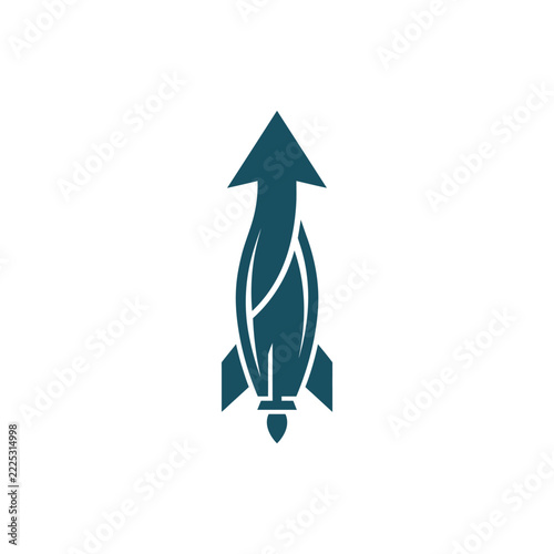 Dark teal rocket ship launching upward representing business startup success