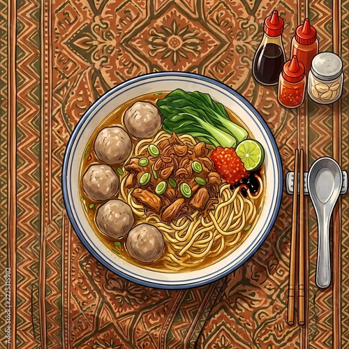 Noodles with meat balls