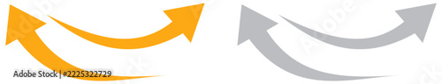 Curved swoosh arrows vector set, orange and grey dynamic design elements
