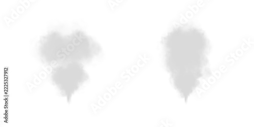 Abstract vector clouds, fog or smoke on an isolated transparent background. Dust cloud. Desert smoke. Sandstorm. 3D smog explosion. Cloud, smoke, png.