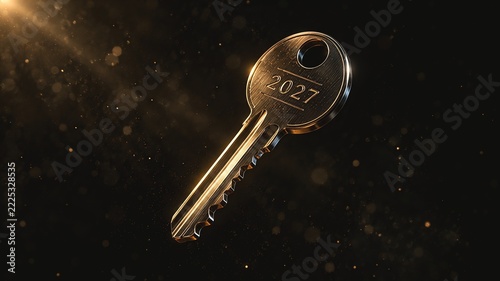 Floating Metallic Key Engraved with 2027