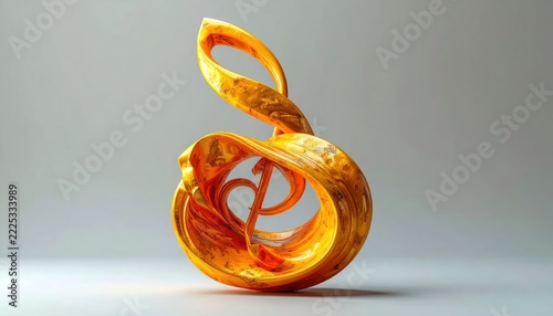 Abstract golden sculpture with intricate curves and dynamic form.