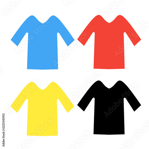 Colorful CMYK T-Shirts Set - Flat Vector Shirt Icons for Clothing Mockup and Apparel Design