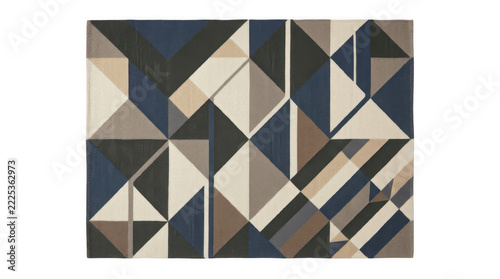 Abstract geometric pattern with triangles and shapes in blue grey and brown colors for modern home decor interior isolated on transparent background