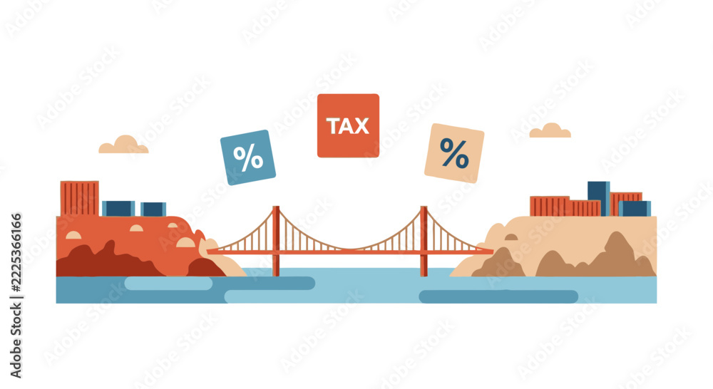 Fototapeta premium Financial Tax and Interest Rate Concept Bridge Vector Illustration