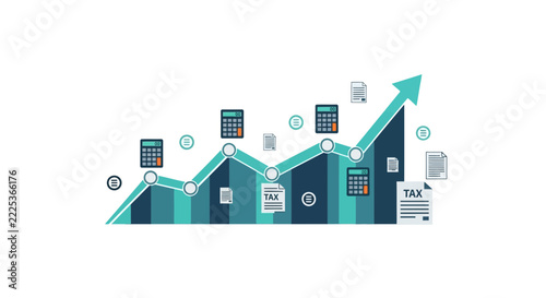 Financial Growth Chart with Calculators and Tax Documents for Business Success