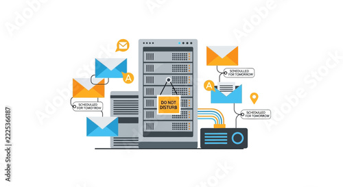 Email Server Automation and Scheduled Communication Concept