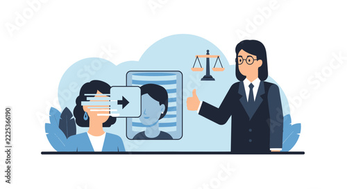 Ethical Facial Recognition and Data Privacy Compliance Illustration