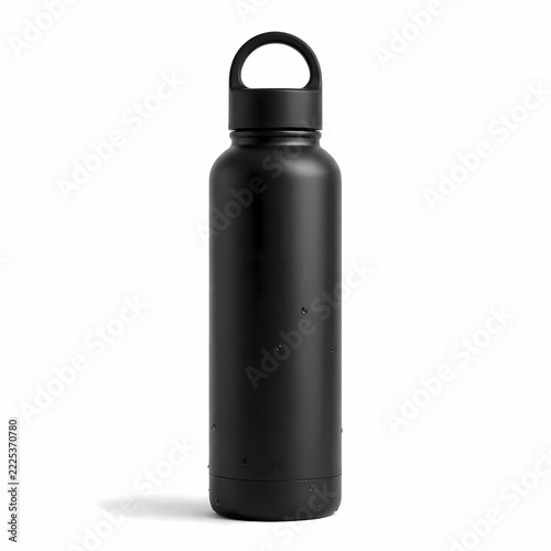 Blank black plastic cosmetic bottle with cap isolated on white background