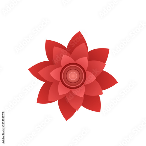 Stylized red rose with layered petals transparent background