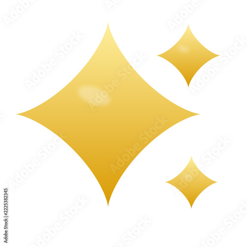 Gold four point sparkles set isolated on transparent background