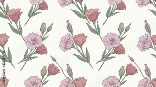 Lisianthus Gentle Assemblies Seamless Pattern