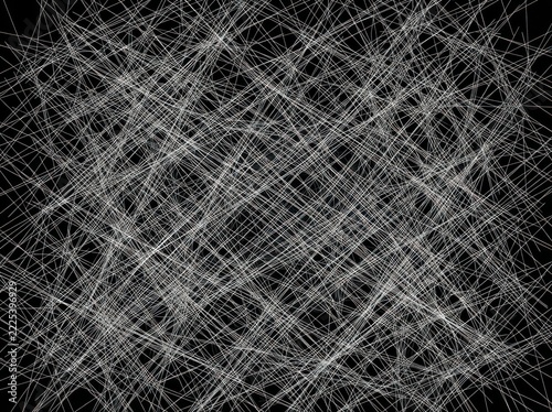 Abstract white lines on black background representing complexity and connectivity in a digital network concept